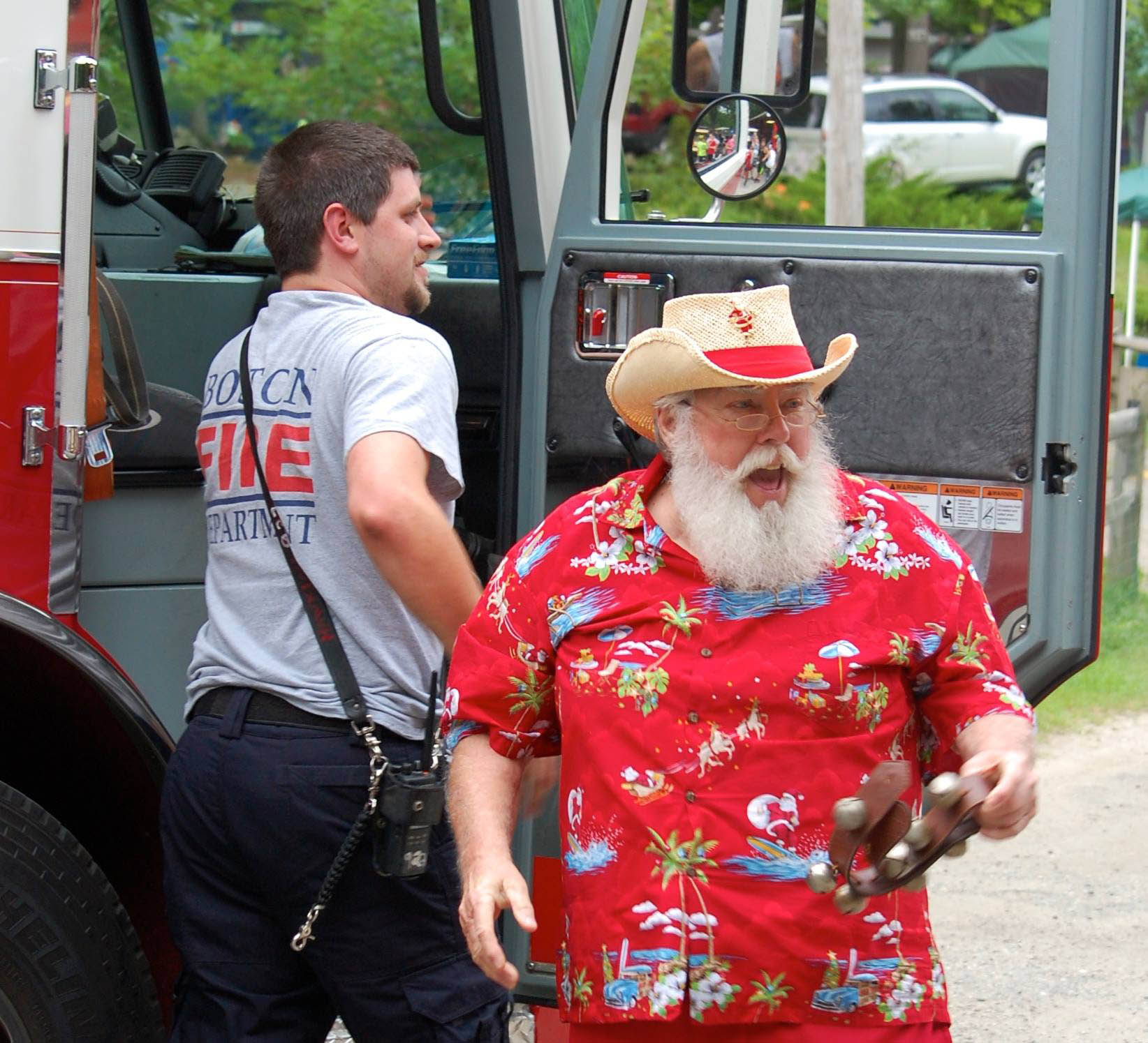 Santa at Christmas in July campground event in Hope Valley Rhode Island