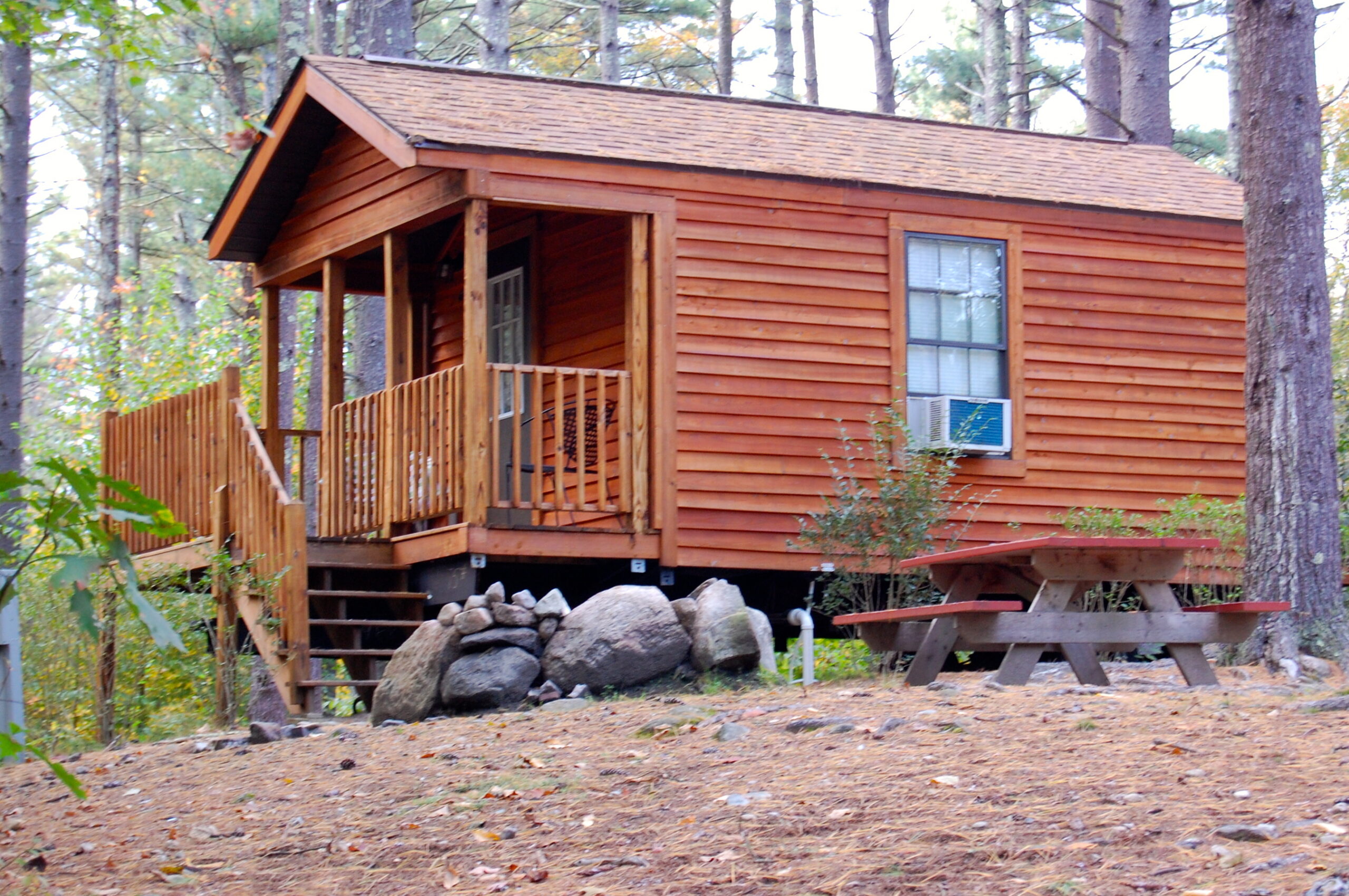 Cabins at Whispering Pines Campground Rustic campground cabin at Whispering Pines Campground Rhode Island