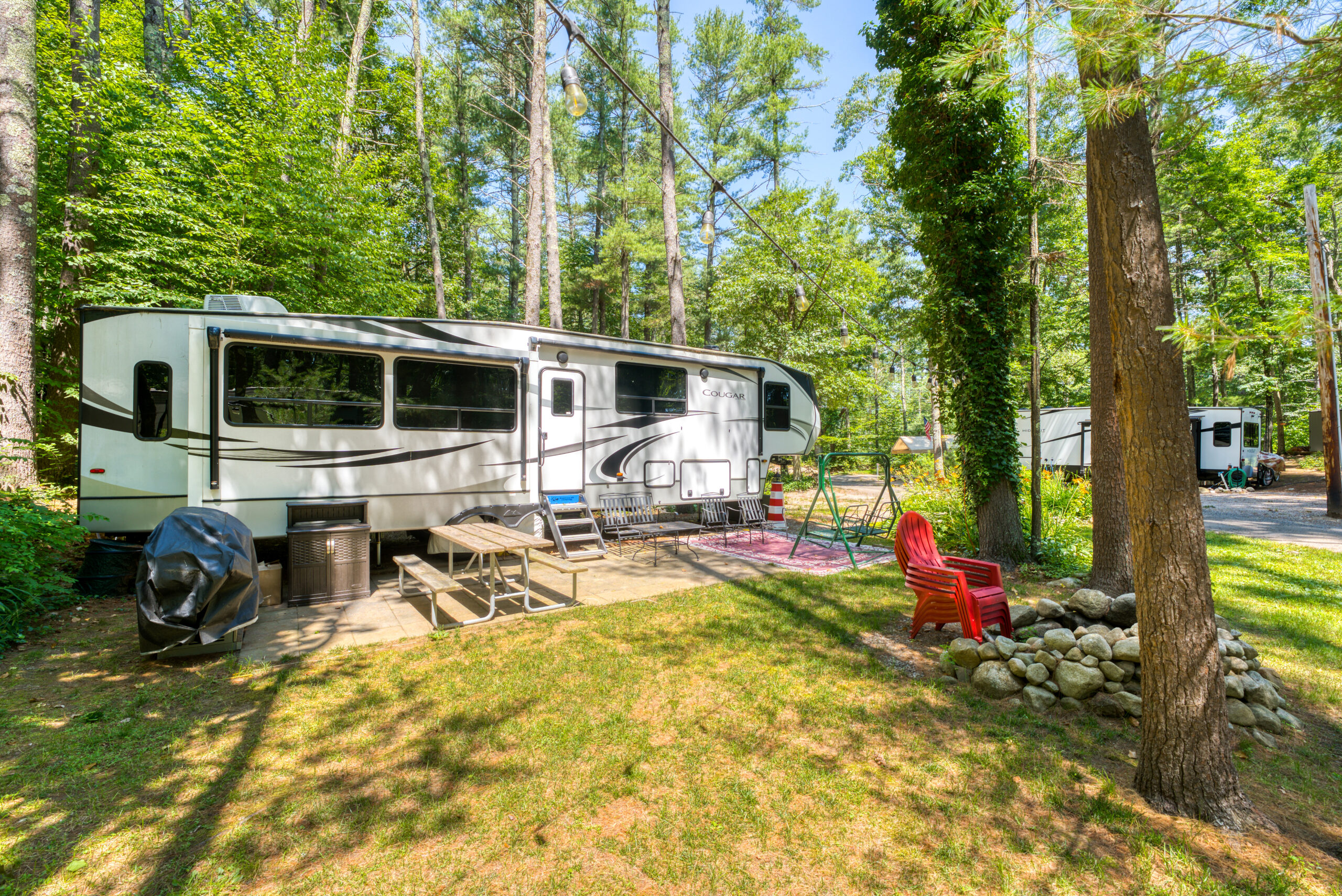 RV Camping at Whispering Pines Campground RV camping site at Whispering Pines Campground in Hope Valley Rhode Island